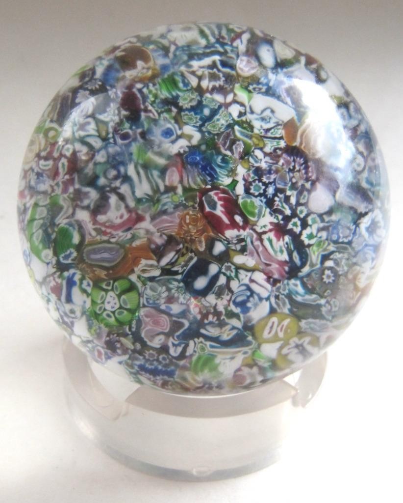 Perthshire 1973 Scrambled Millefiori End of Day Paperweight Art Glass Date Cane