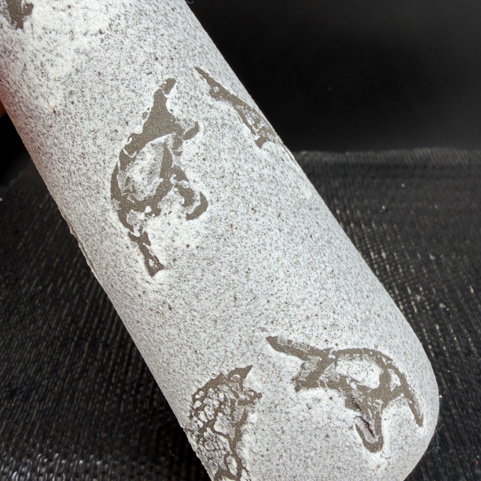 Vintage 1989 Haeger Potteries Cave Art Animal Textured Grey Candle Holder Single