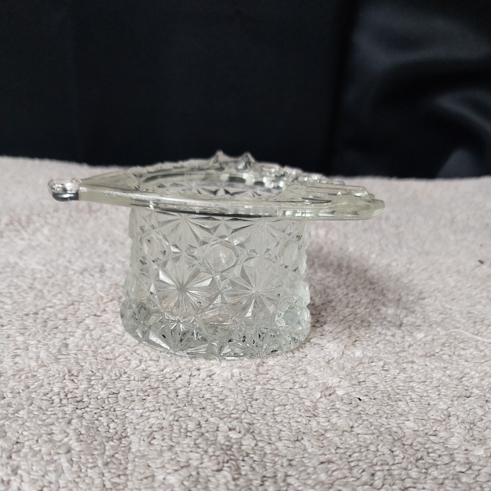 Vintage Fenton Daisy And Button Top Hat Clear Glass ashtray Holder Large