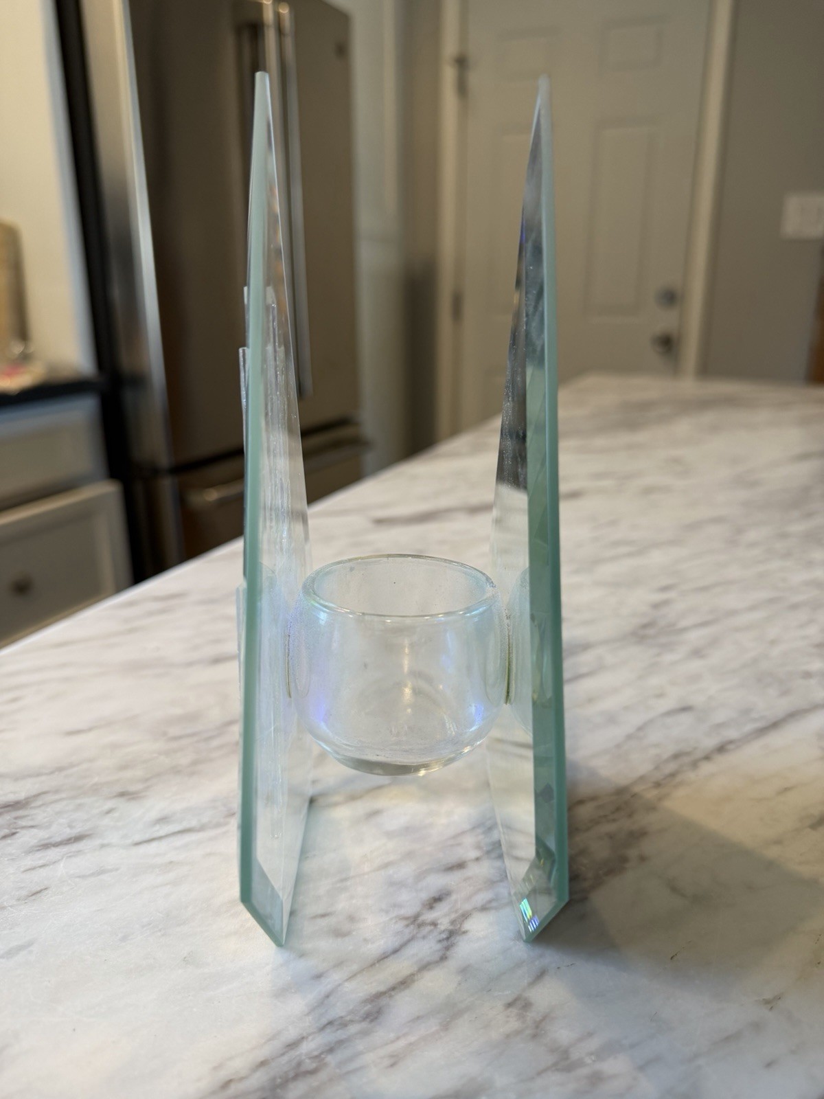 Postmodern Art Glass Sculptural Votive Holder Signed 1997 Memphis Style
