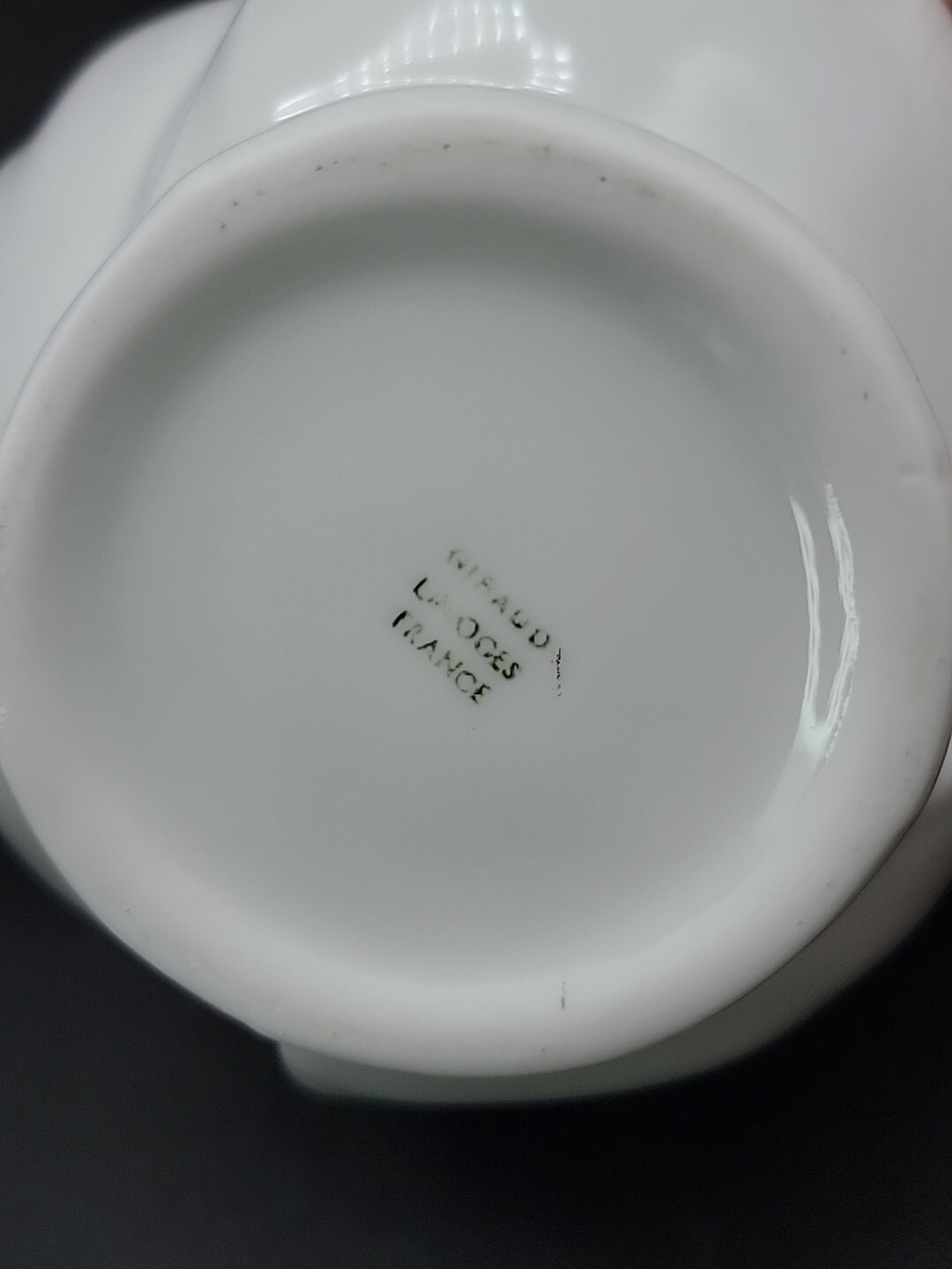 Giraud Limoges France Lotus Petal White Porcelain Basket Bowl With Handle