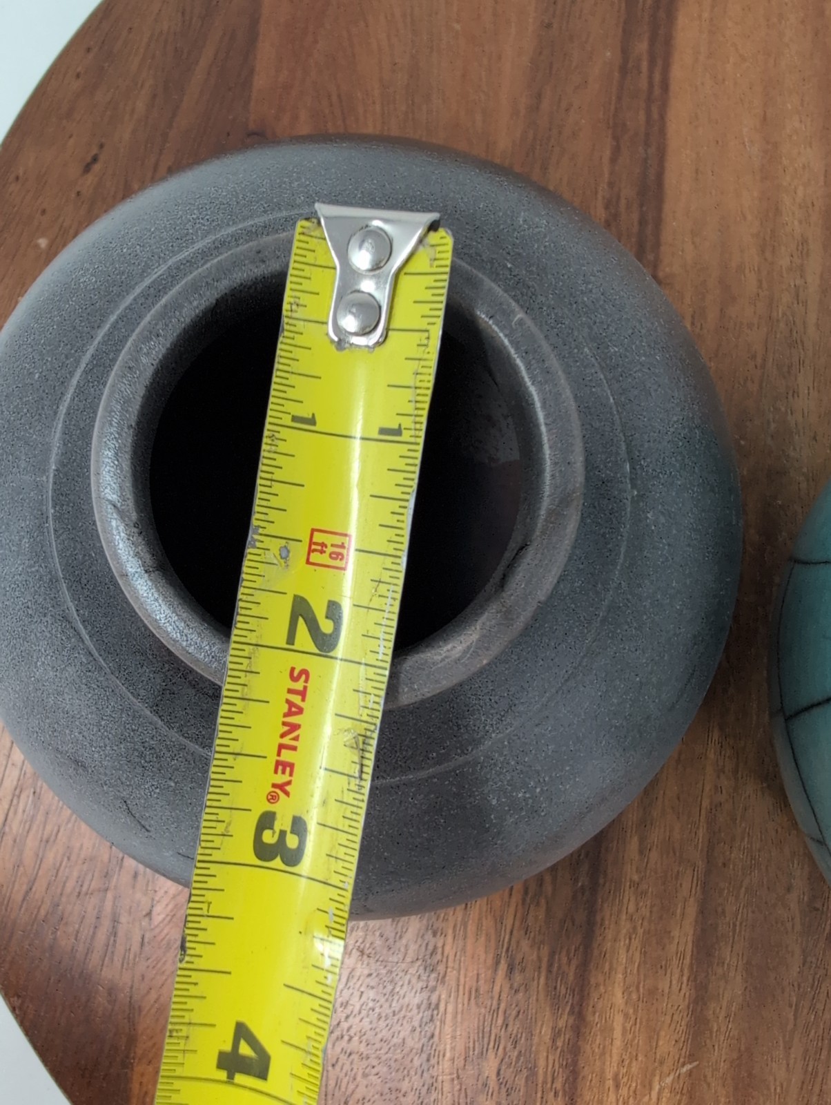 Lot Of 2 Raku Studio Pottery Signed 1 Turquoise 1 Crackle Gray