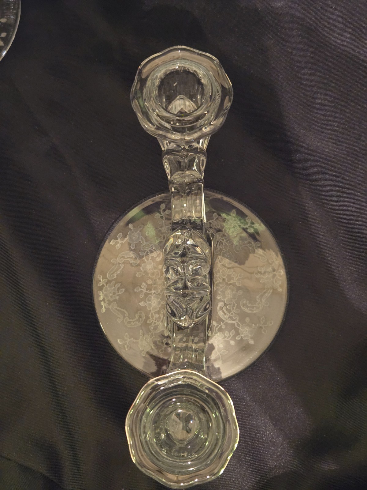 Pair of Fostoria MEADOW ROSE Baroque shape Double Candlestick Holders – Mint