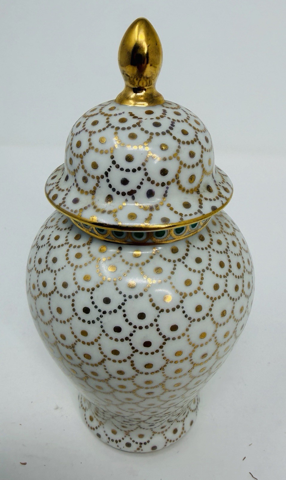 Erphila Germany Lidded Ginger Jar Gold Scale Floral Porcelain