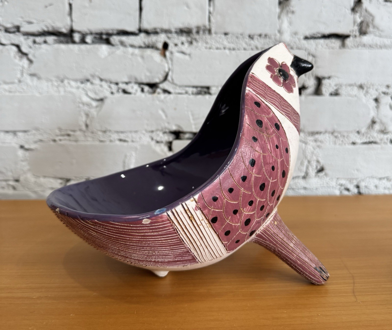 RARE Vintage Bitossi Italy Bird Bowl Dish Aldo Londi MCM Italian Pottery HTF