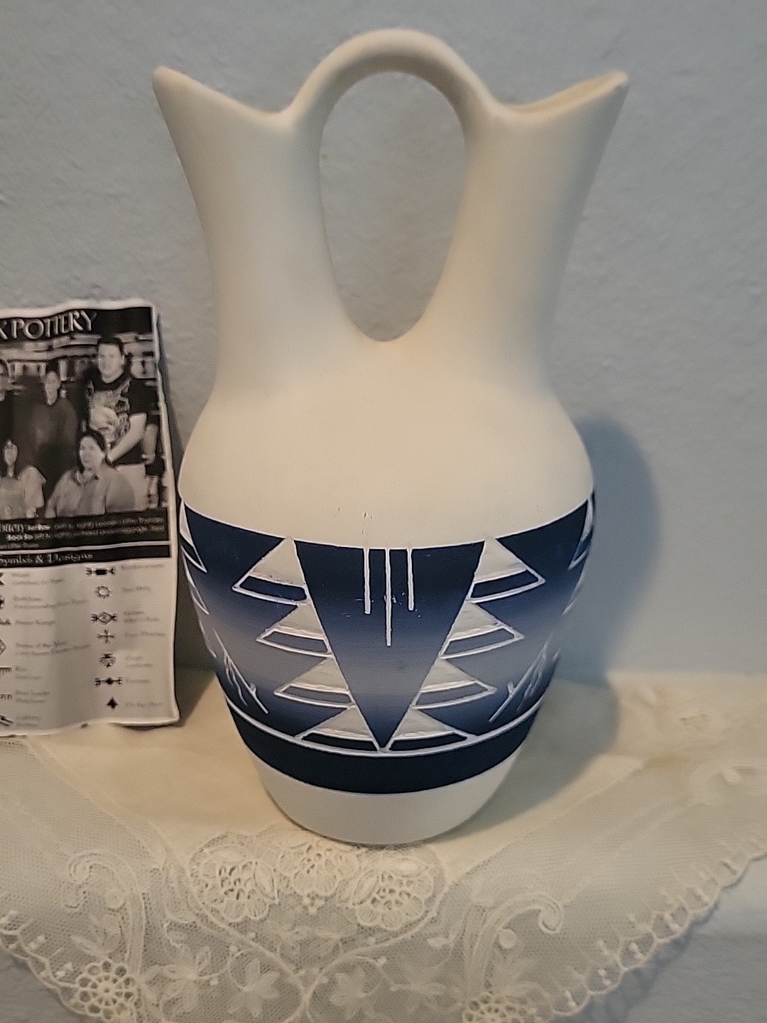 Native American Sioux Pottery WEDDING VASE 8.5”S Jones Little Thunder Signed
