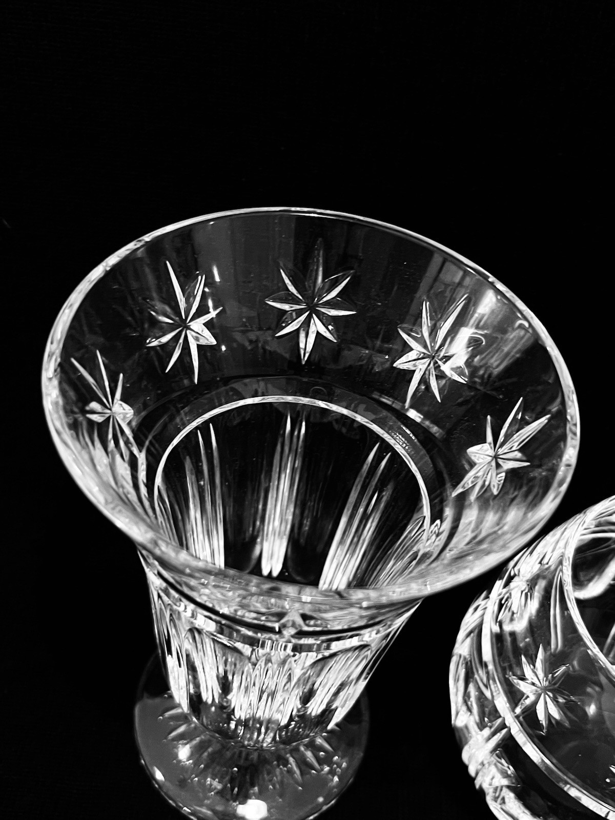 Waterford Starburst Crystal Set : Small Vase & Candle Holder Stamped.