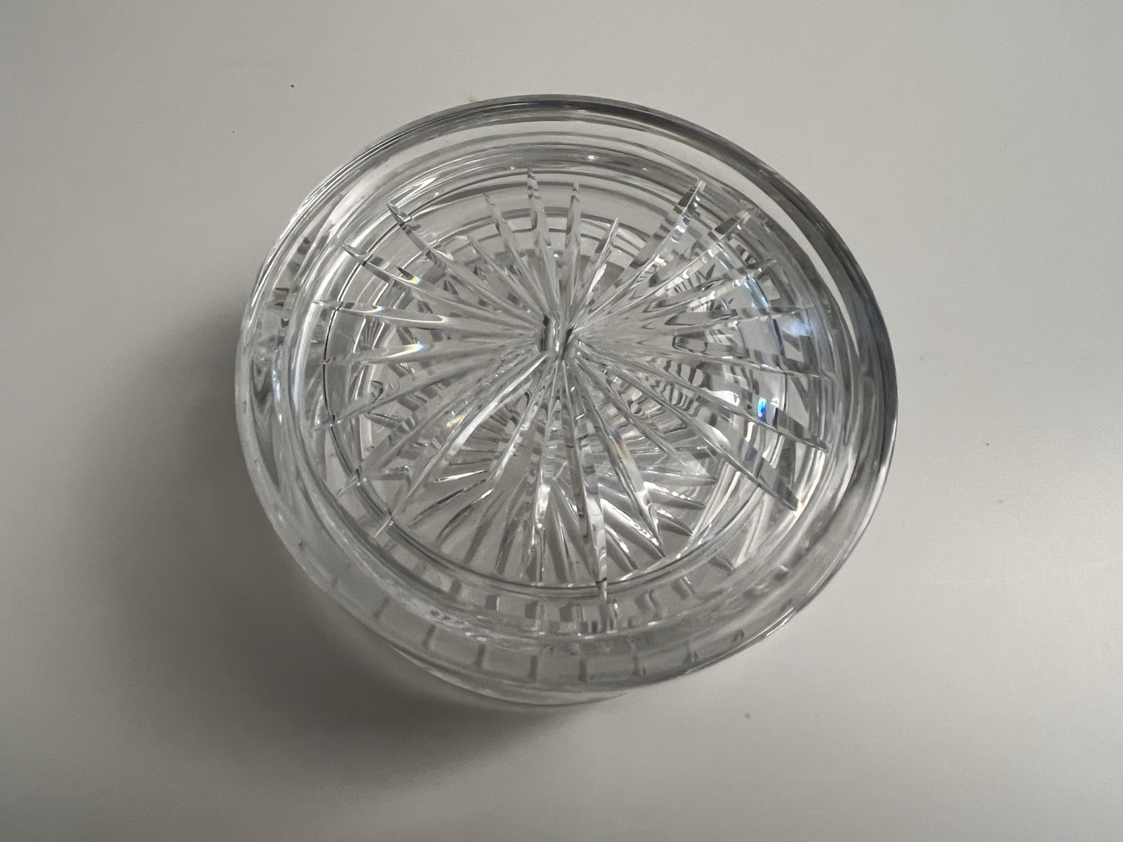 Signed Marquis by Waterford Crystal Round Trinket Box & Lid Calais Pattern NOS
