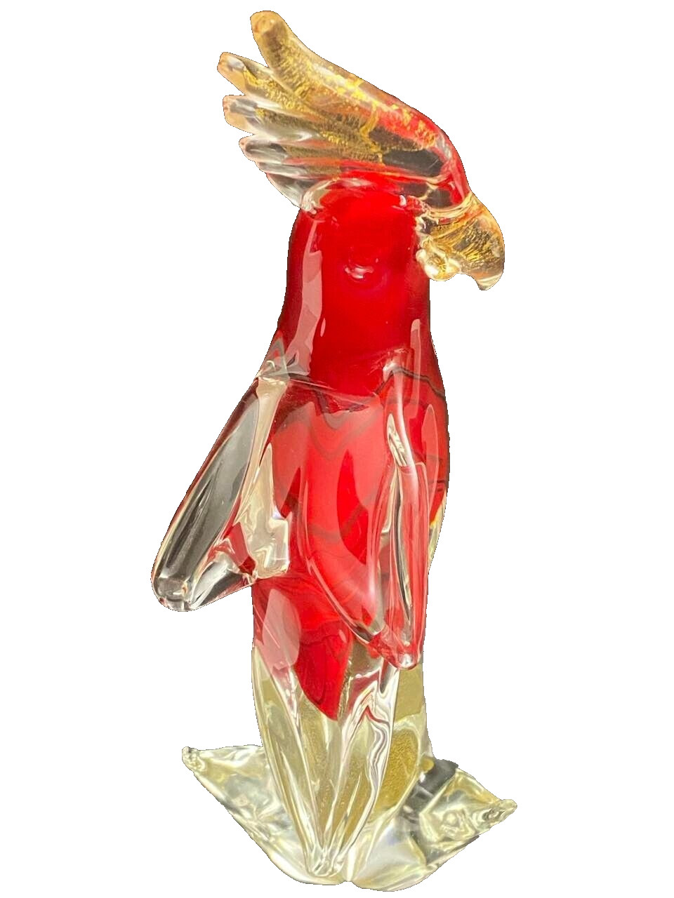 Vintage Italian Murano Red and Gold Parrot Bird Figurine. Made in Venice Italy!