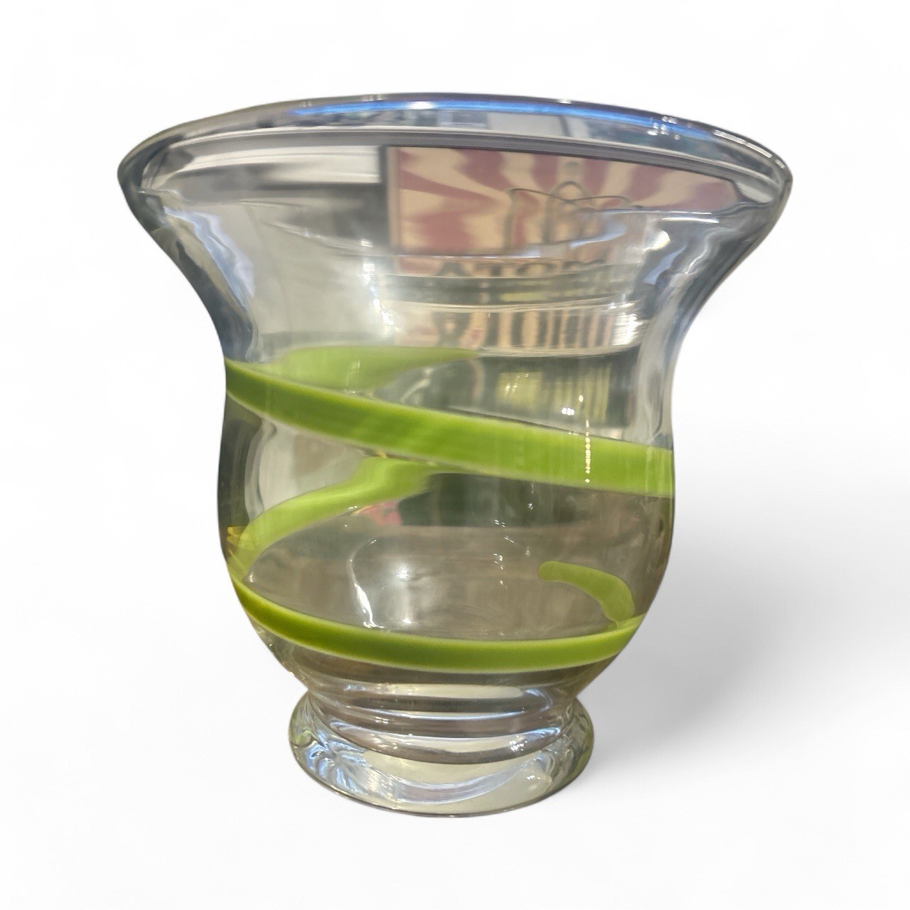 PIER 1 Art Glass Vase or Candle Holder large 7 in tall 7 1/2 in round at top