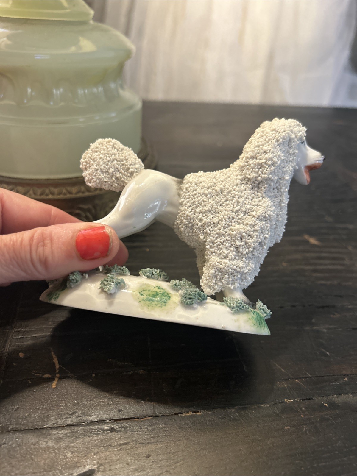 Rare Porcelain Poodle Dog Figurine Sitzendorf Germany