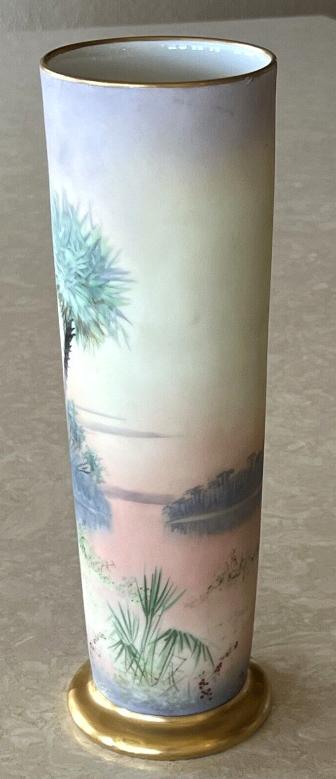 Antique Pickard Scenic Vellum Painted 12″ Vase Signed Edward Challinor 1910 #469