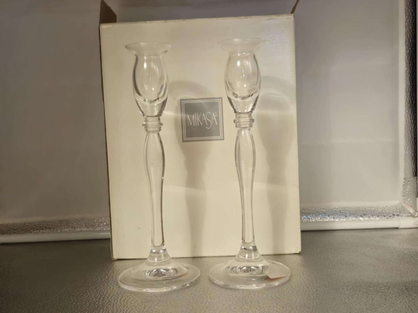 Mikasa Ballet Crystal Candlestick Holders In Original Box Elegant Design Austria