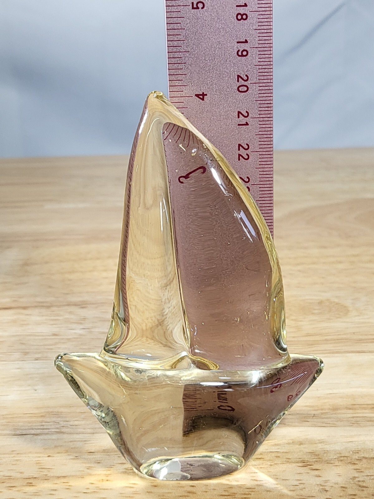 Silvestri Blown Art Glass Sailboat Clear Glass Paperweight / Figurine / Vintage