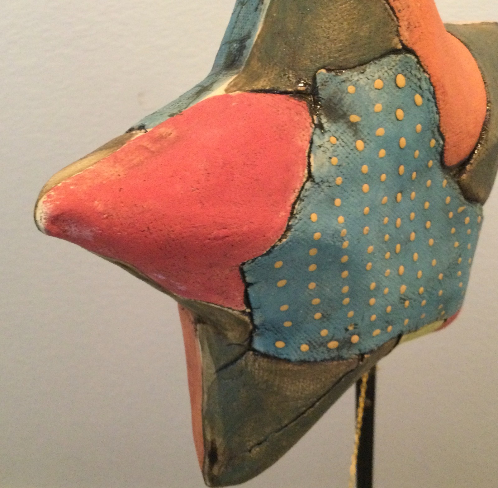 Hanging Handmade Clay Pottery STAR Sign by Artist Glora, Patchwork-Style
