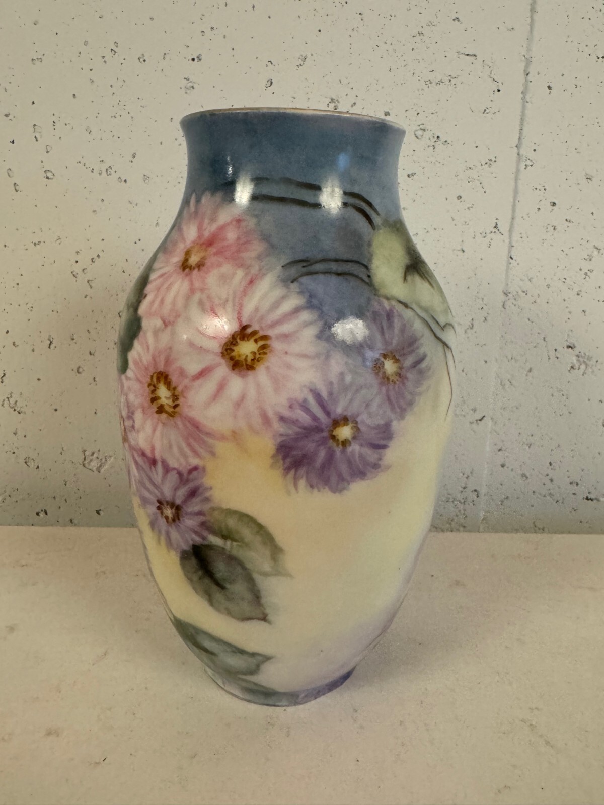 Vtg Antique Rosenthal Porcelain Vase w/ Painted Flowers Decoration Signed Lang