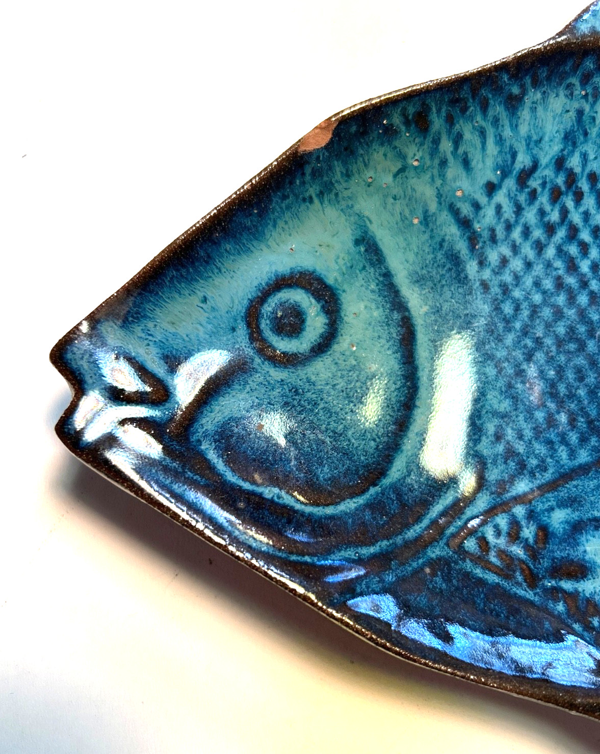Unique Handmade Pottery Fish Platter Candy Dish By Laurie Berkson Spray CA