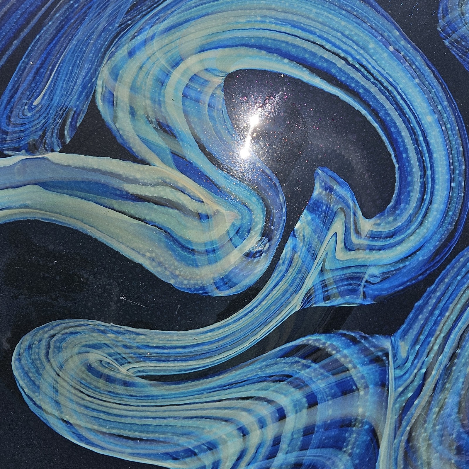 Vintage Robert Eickholt Agate Art Glass Bowl w/ Star Dust Dichroic 2005 Rare
