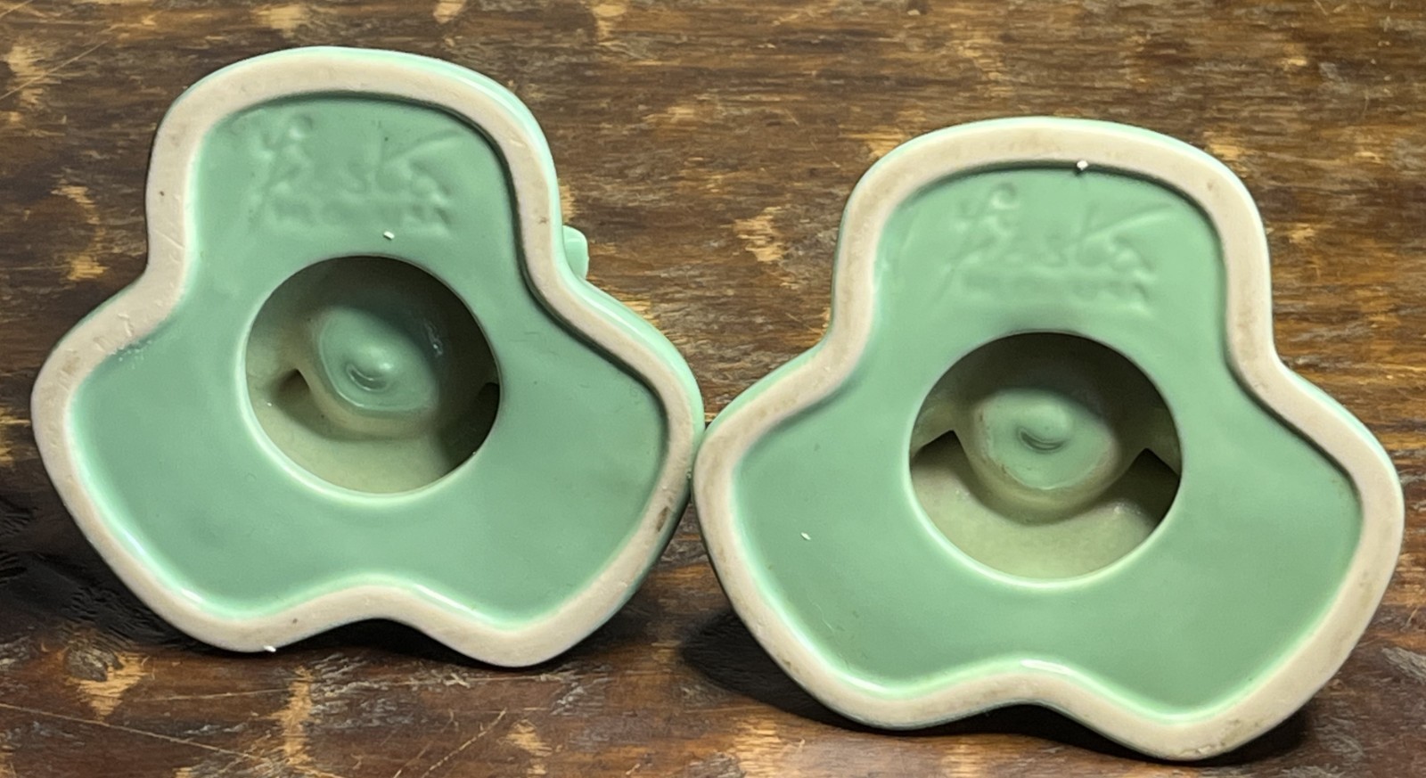 Fiestaware Sea Mist Green Art Deco Pyramid Candle Holders Made in the USA-Pair