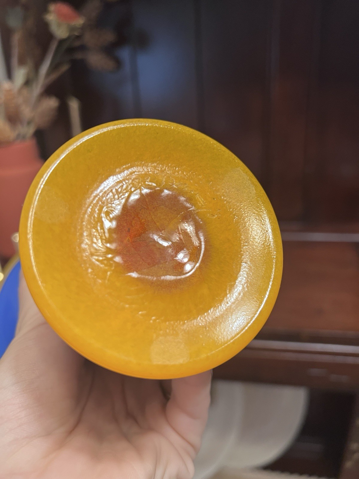Transjo Hytta Signed Blue Red Yellow Orange Hand Blown Vase 7.5 Inches
