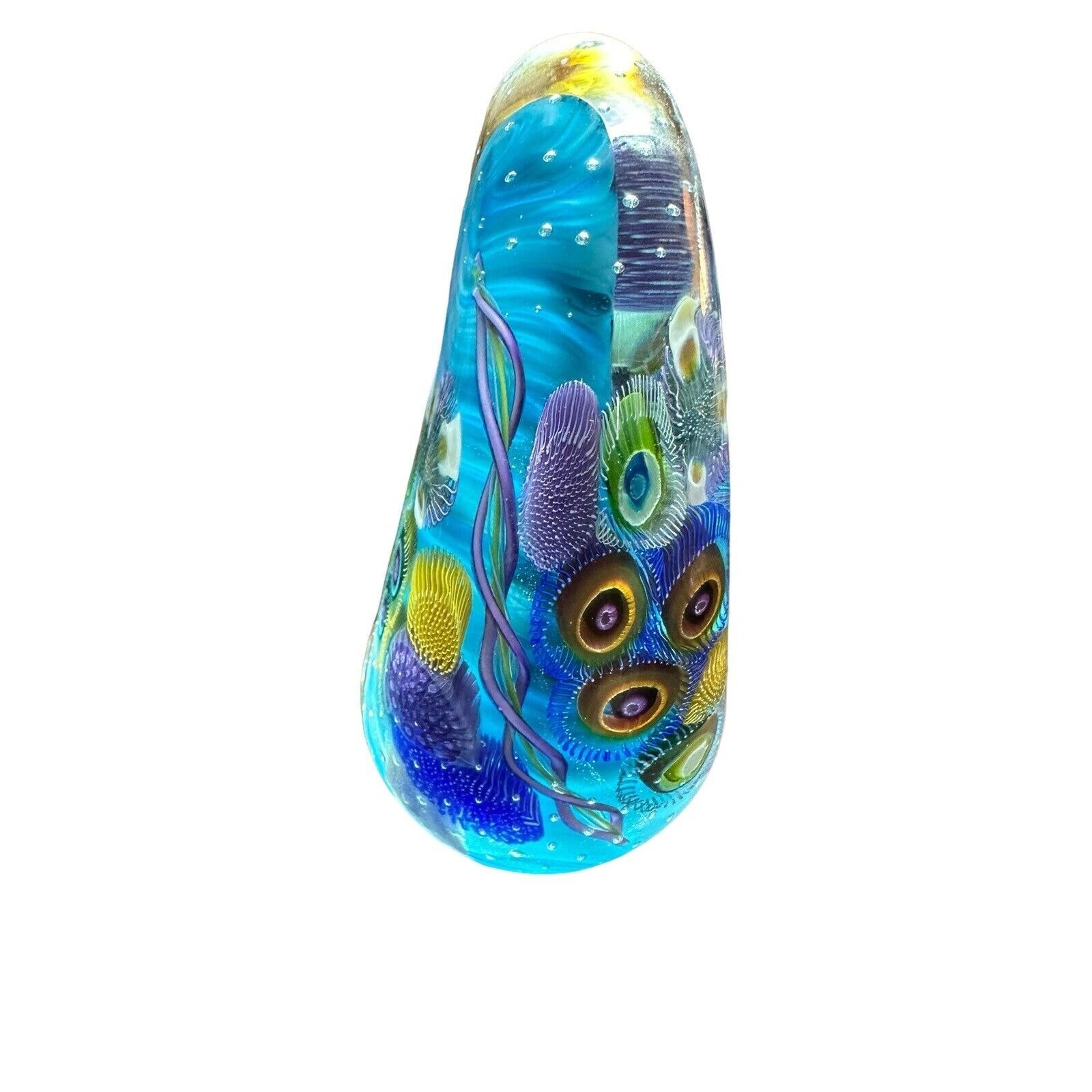 NEW Seascape Inspired Murrine & Cane Small Paddle Paperweight Signed S. Garrelts