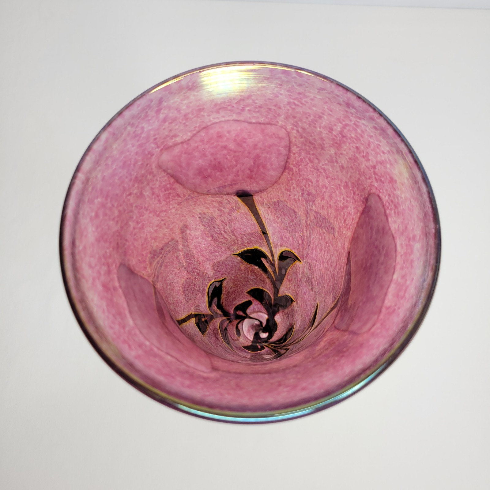 Vintage Robert Held Art Glass Iridescent Tulip Floral Footed Vase 11″ Tall