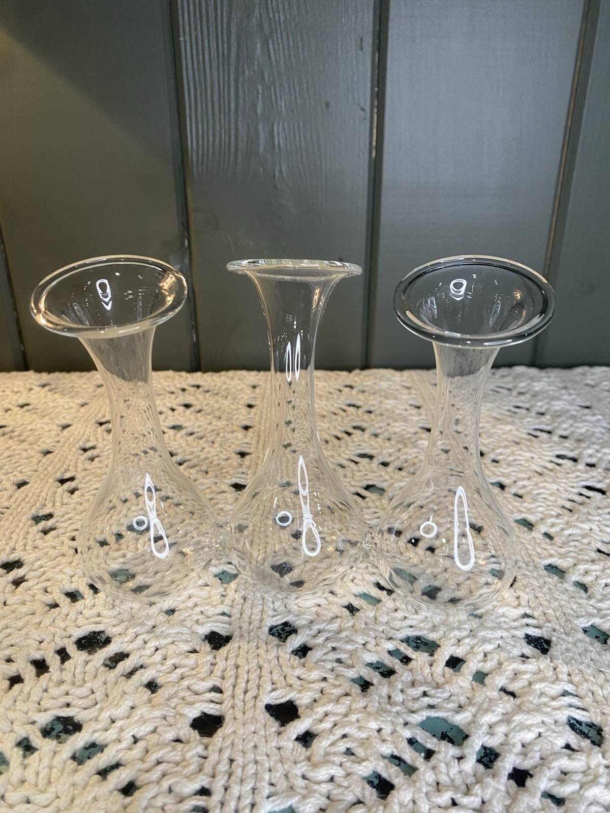 Vintage MCM Inspired 3 ‘Trumpet’ Bud Vases Conjoined At The Base