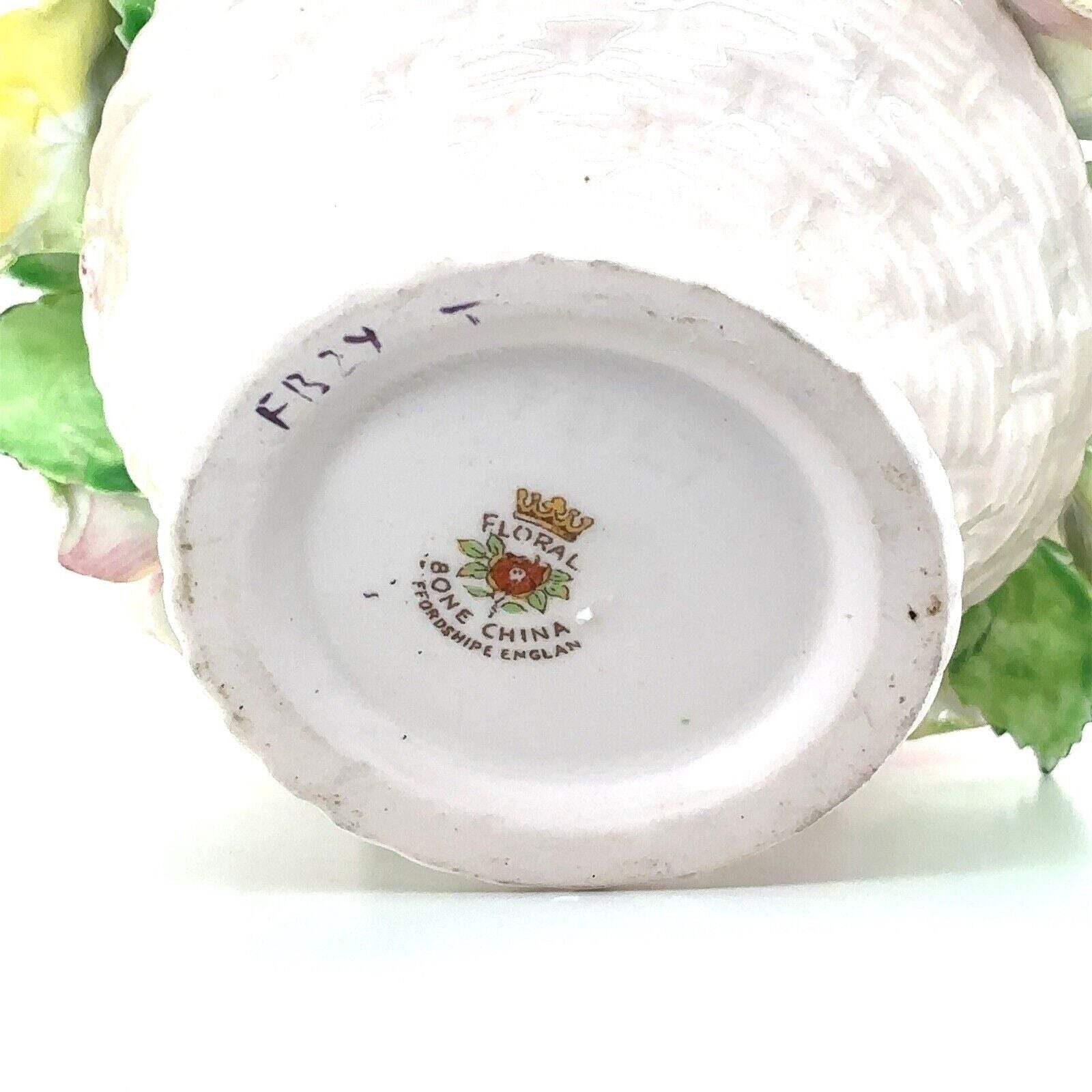 Vintage Royal Adderley Floral Rose Bone China Basket England 6″ Collectible Deco