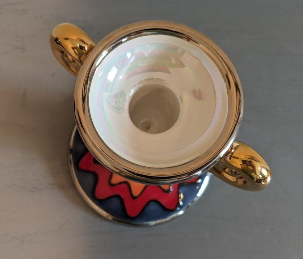 Kathrin Nigg Switzerland Art Pottery Candlestick Candle Holder Signed Abstract