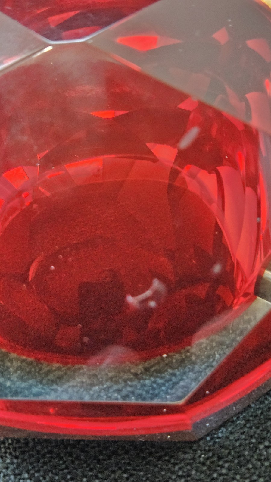 Vintage Murano Sommerso Art Glass Red Faceted 5×4×2 Glowing Beauty Dish Ashtray