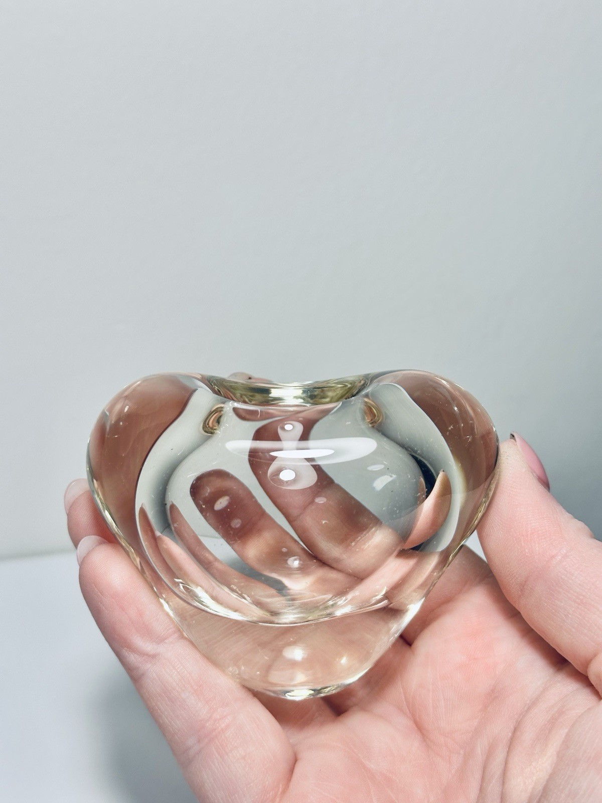 Holmegaard Danish Per Lutken Clear Heart Akva Glass Signed & Dated Minuet Vase