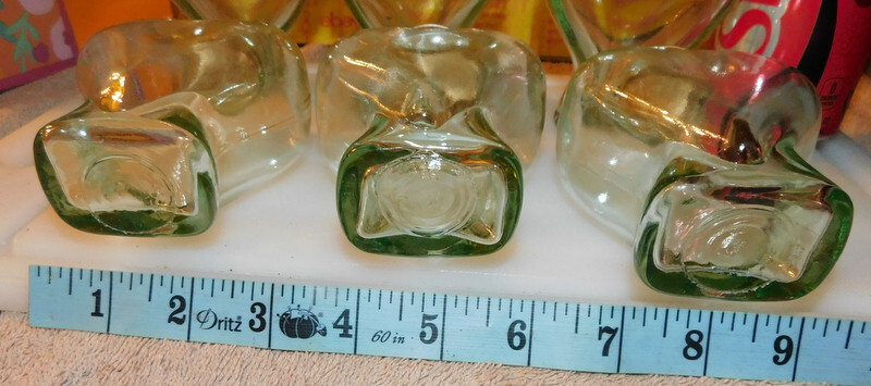 Light Green Heart Shaped Glass Bottle Lot of 6 Bottles Used Excellent Condition