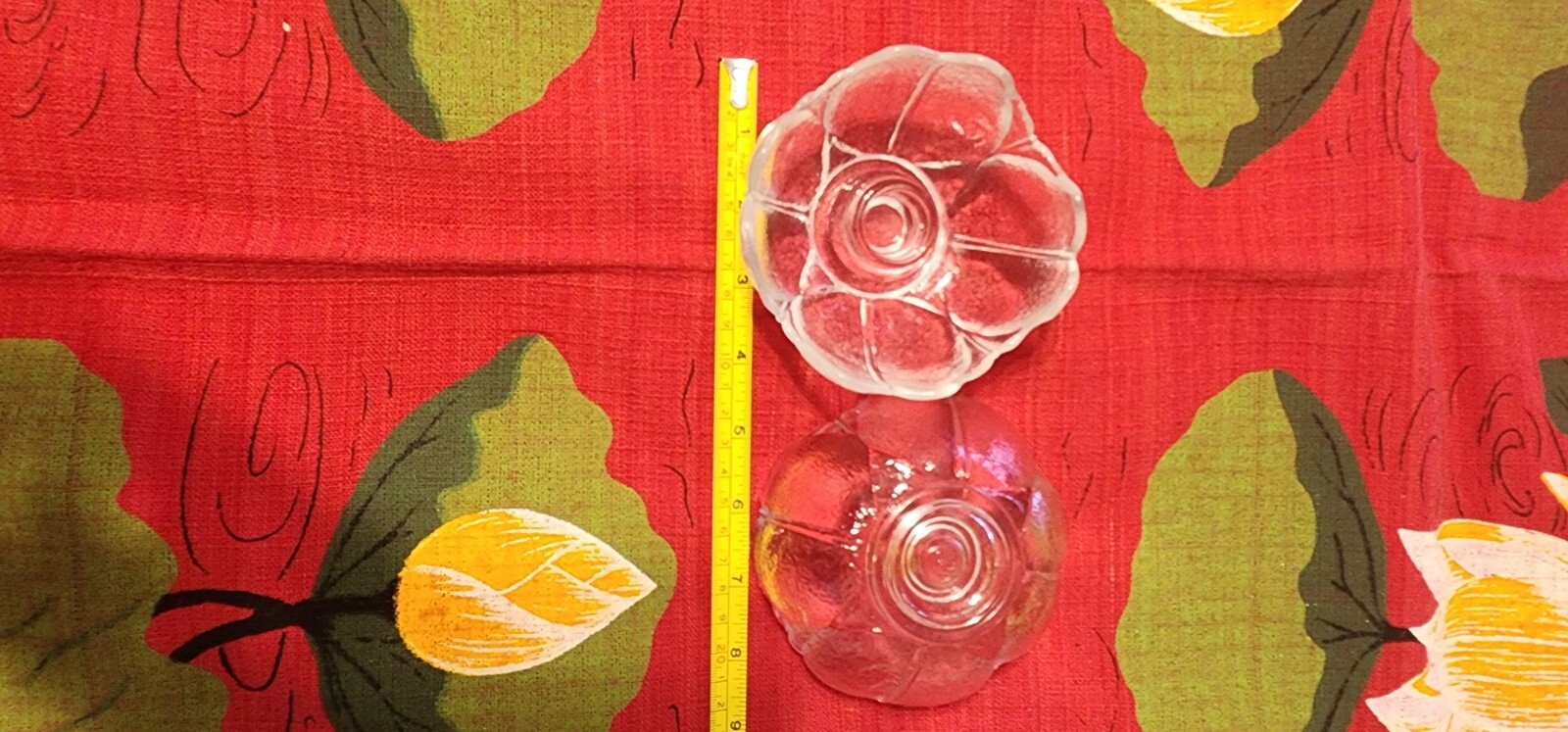 2 Vintage Anchor Hocking Clear Textured Glass Tulip Taper Candle Holders Table