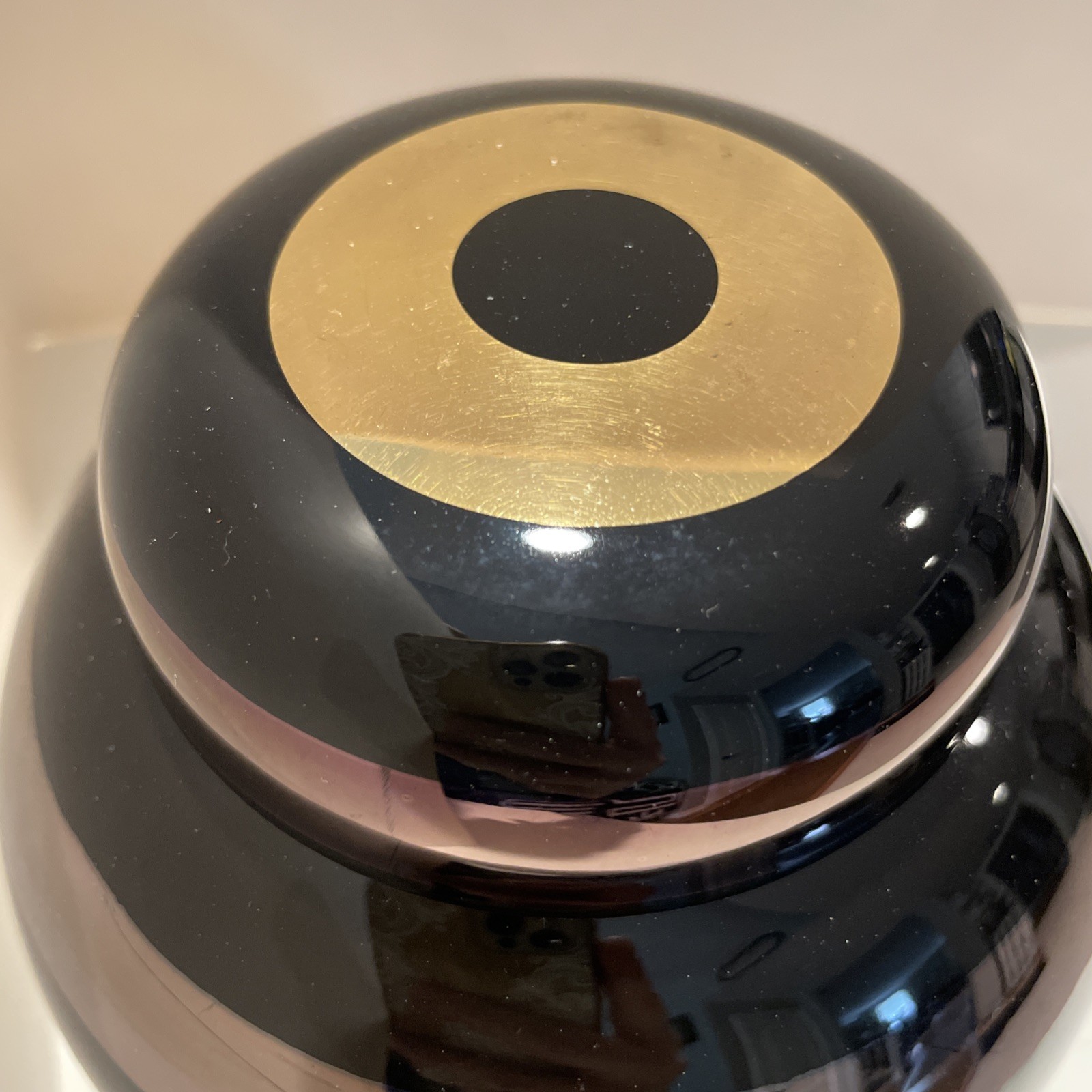 Metallic Art Deco Copper Gold Purple and Black Ceramic Urn Art Vessel Yapacunchi