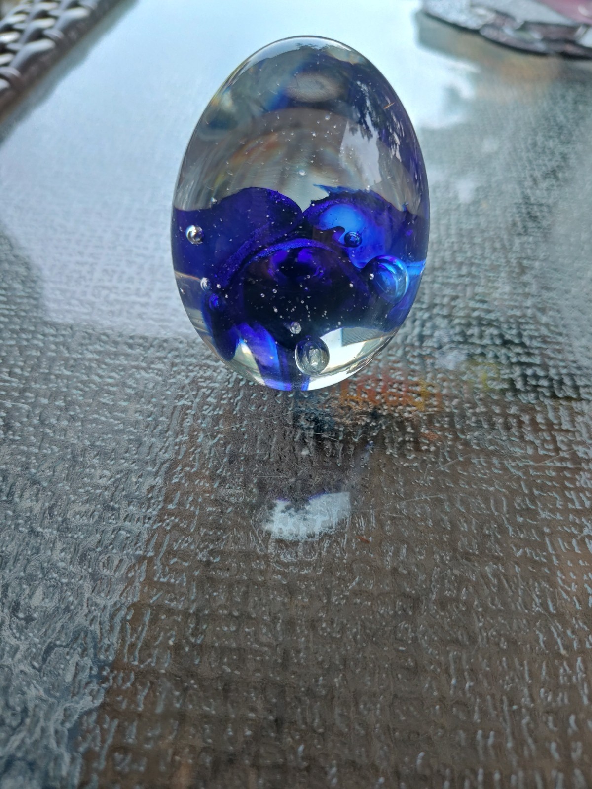 Paperweight By Joe Rice Purple Trumpet Flower Controlled Bubbles Art Glass 2001