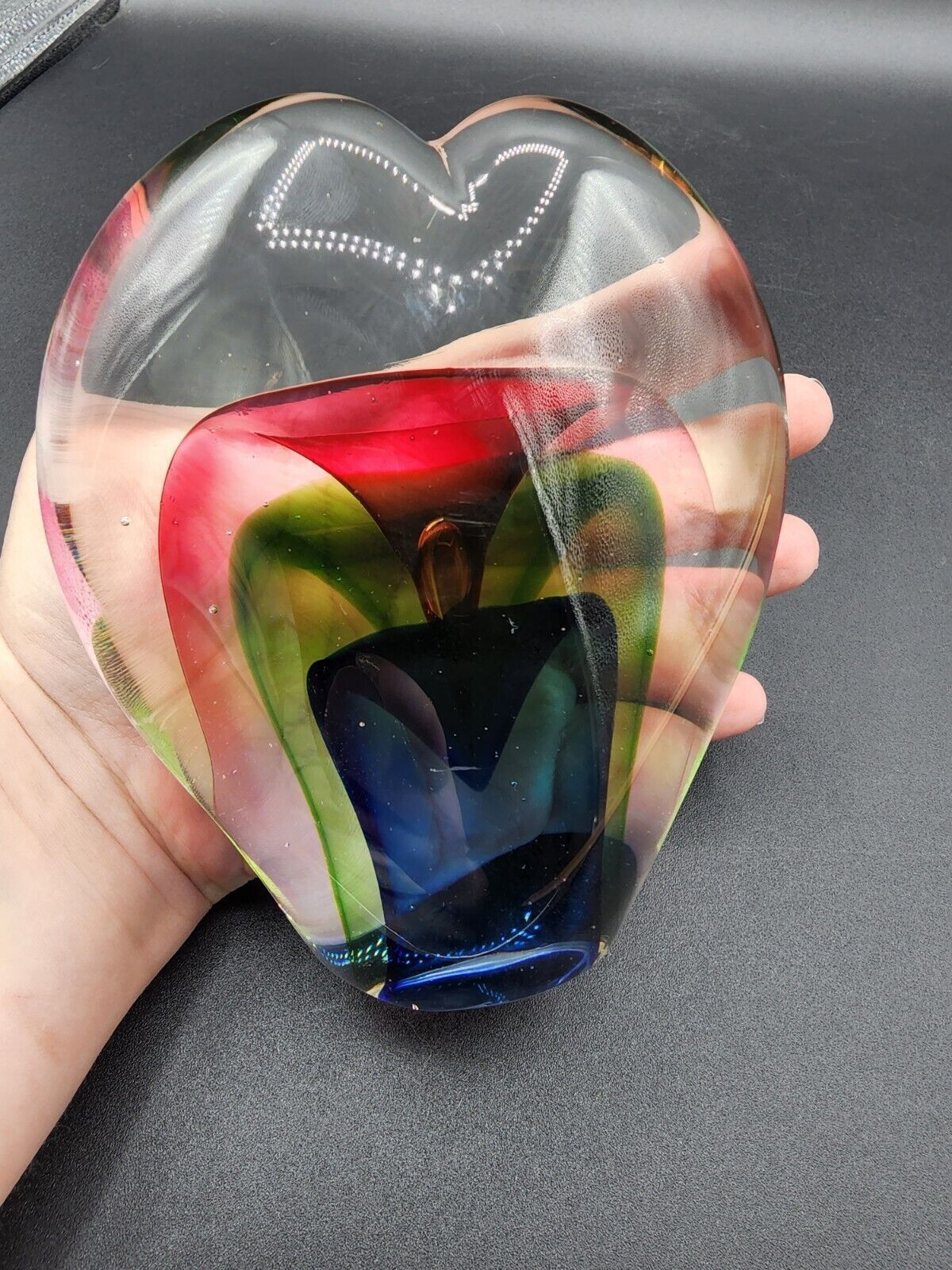 Murano Sommerso heart 4 Lb paperweight