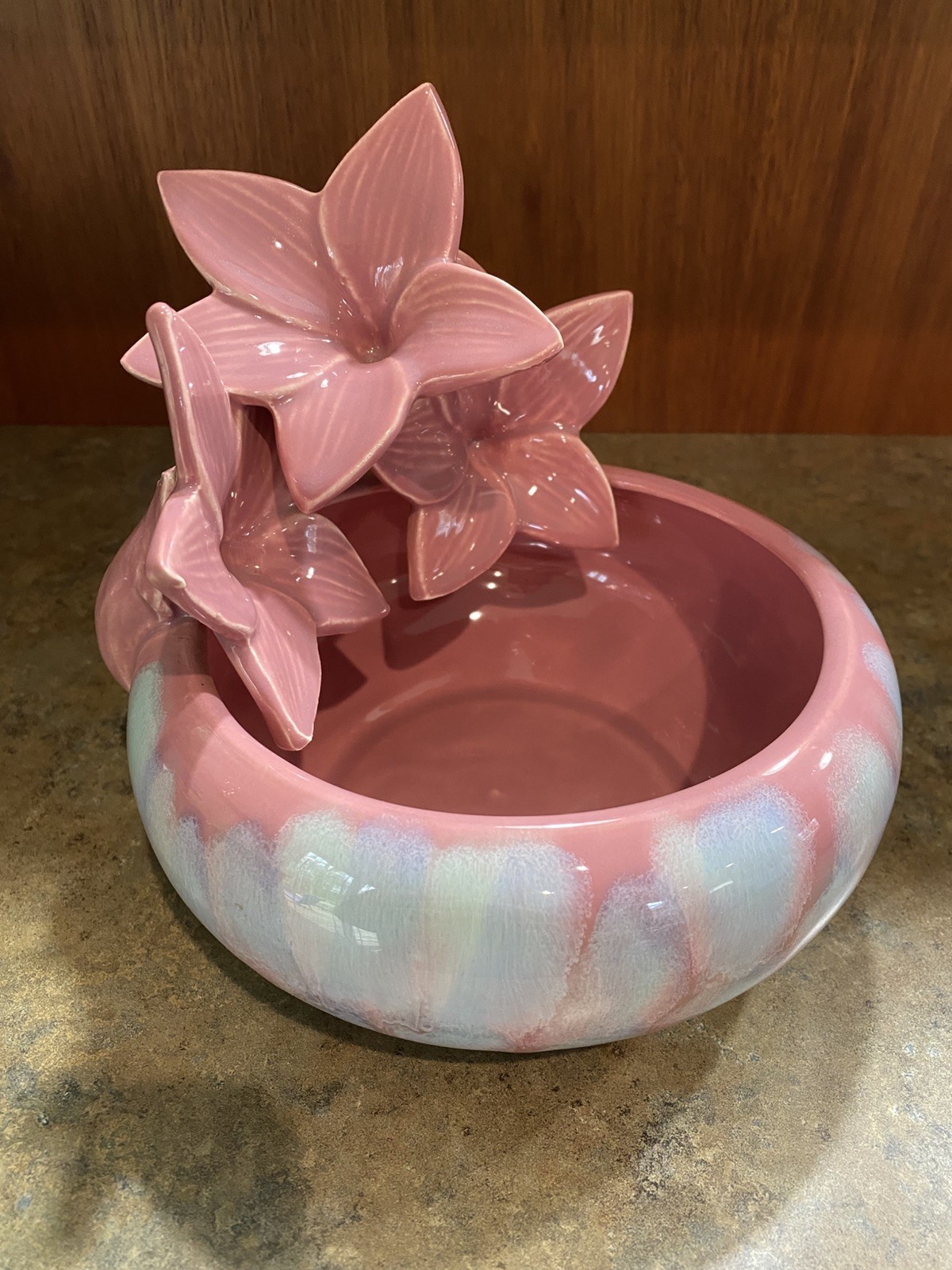 Vintage Royal Haeger by Royal Hickman, Mauve Agate Lily Planter Bowl