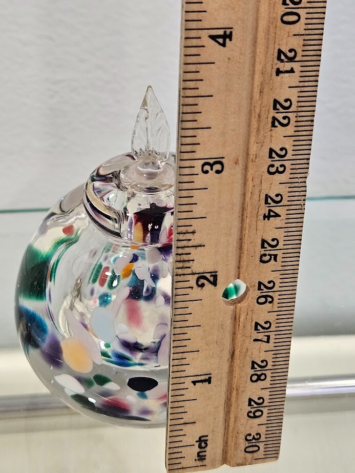 KARG Art Glass Perfume Bottle Paperweight Multi Color Bubbles Signed