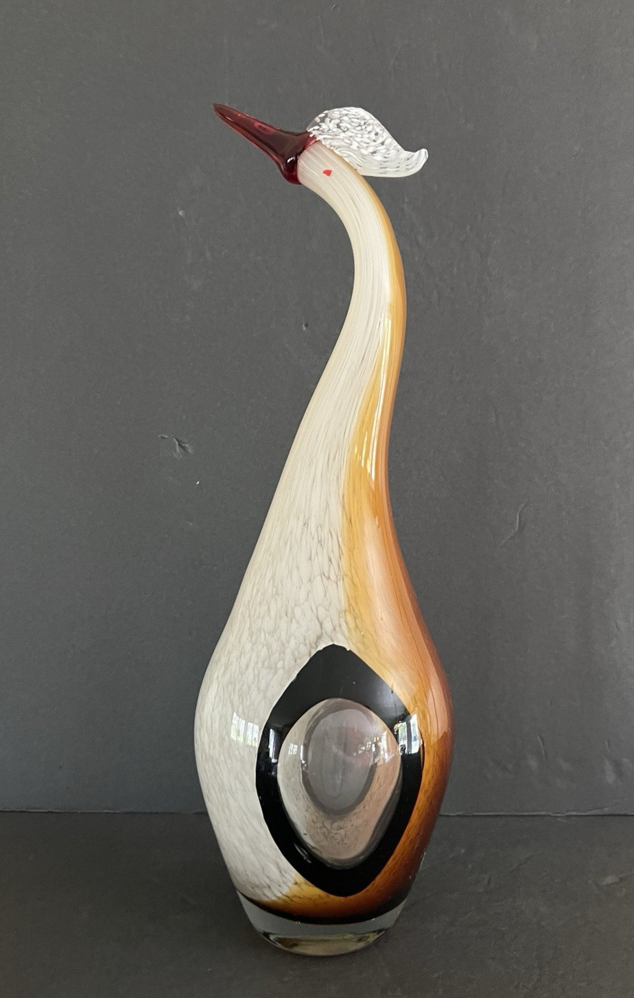 Murano Like Art Glass Hand Blown Bird Swan 16,5” Sculpture