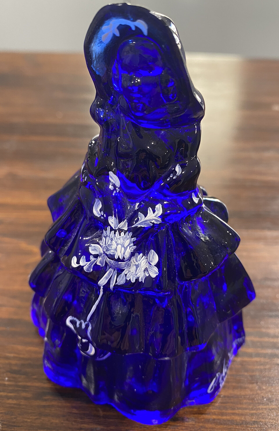 Boyd Art Glass -Cobalt Blue- Colonial Lady- Hand Painted And Signed