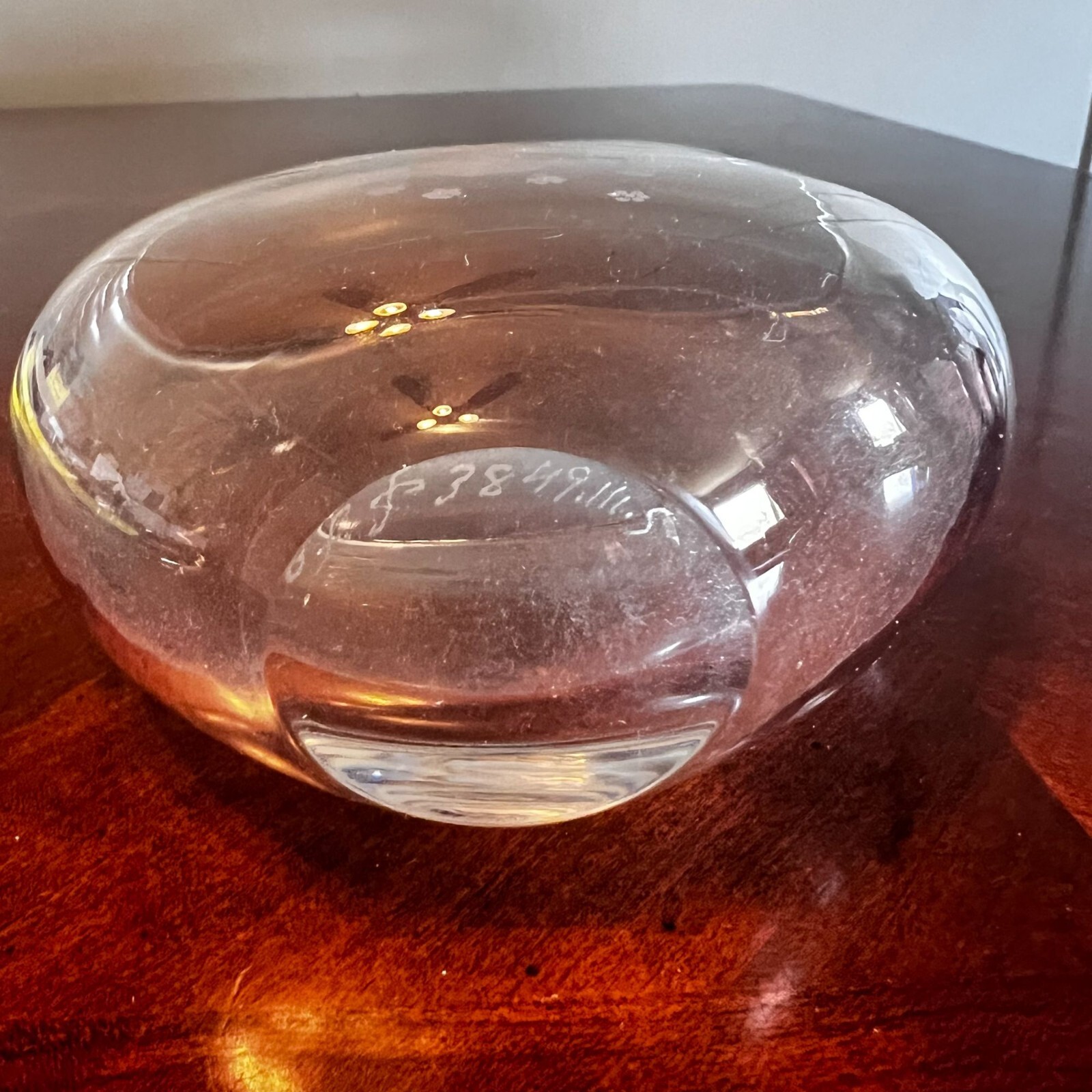 Vintage MCM Orrefors Sweden Etched Figural Art Glass Crystal signed