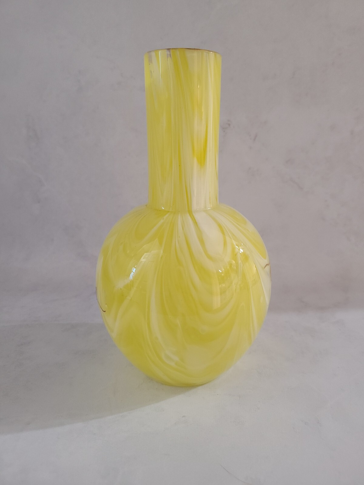 Antique 19th Century Bohemian Yellow Glass Vase by Harrach