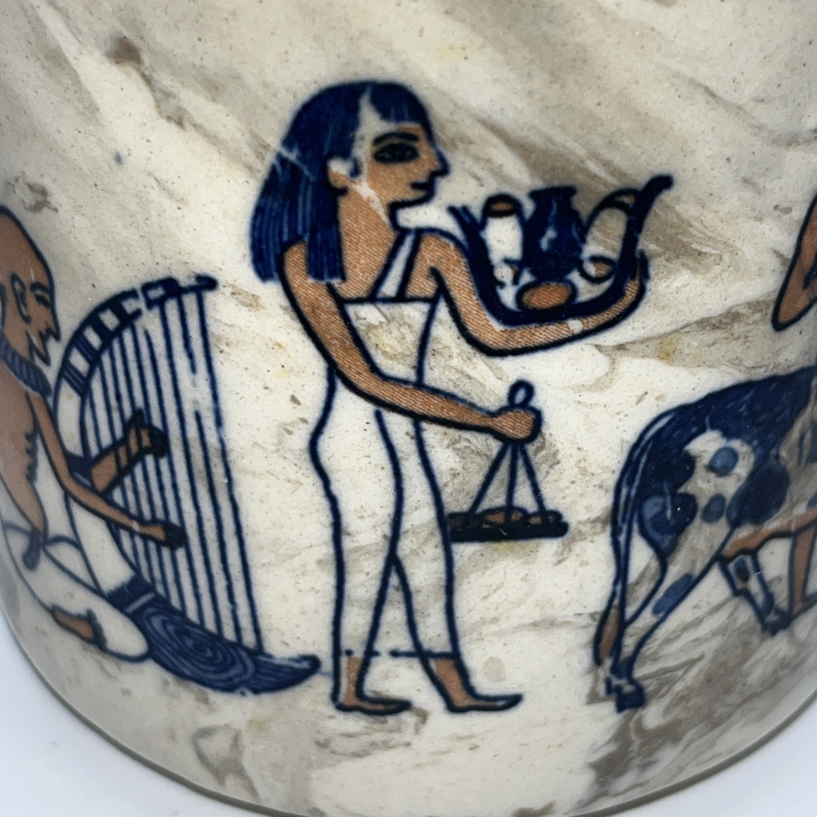 VTG Egyptian Hieroglyphs Mug Planter Succulent Cactus Art Pot As Is Decor AS IS