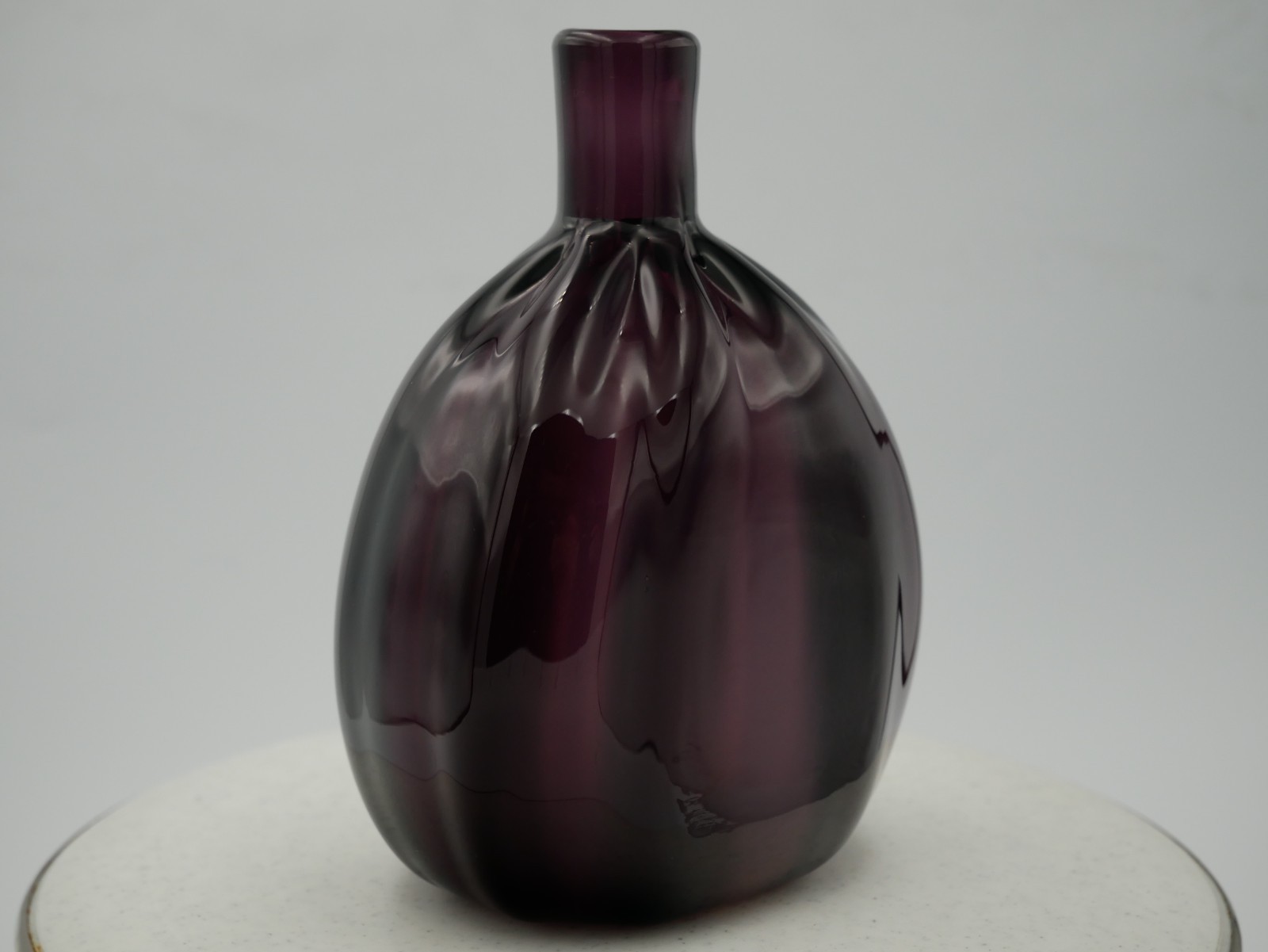 Metropolitan Museum of Art · Amethyst Glass Vase · Ribbed · 6″ H · Signed MMA
