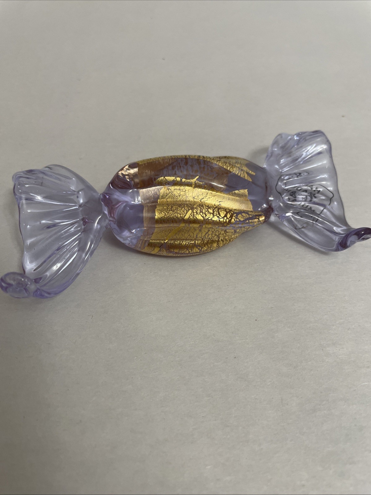 Murano Glass Rectangular Candy – Clear Purple/Gold