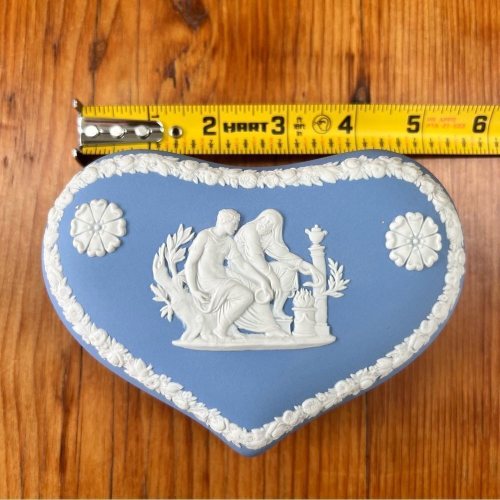 Wedgewood Jasperware Baby Blue Heart Shaped Ceramic Lidded Trinket Box Vintage