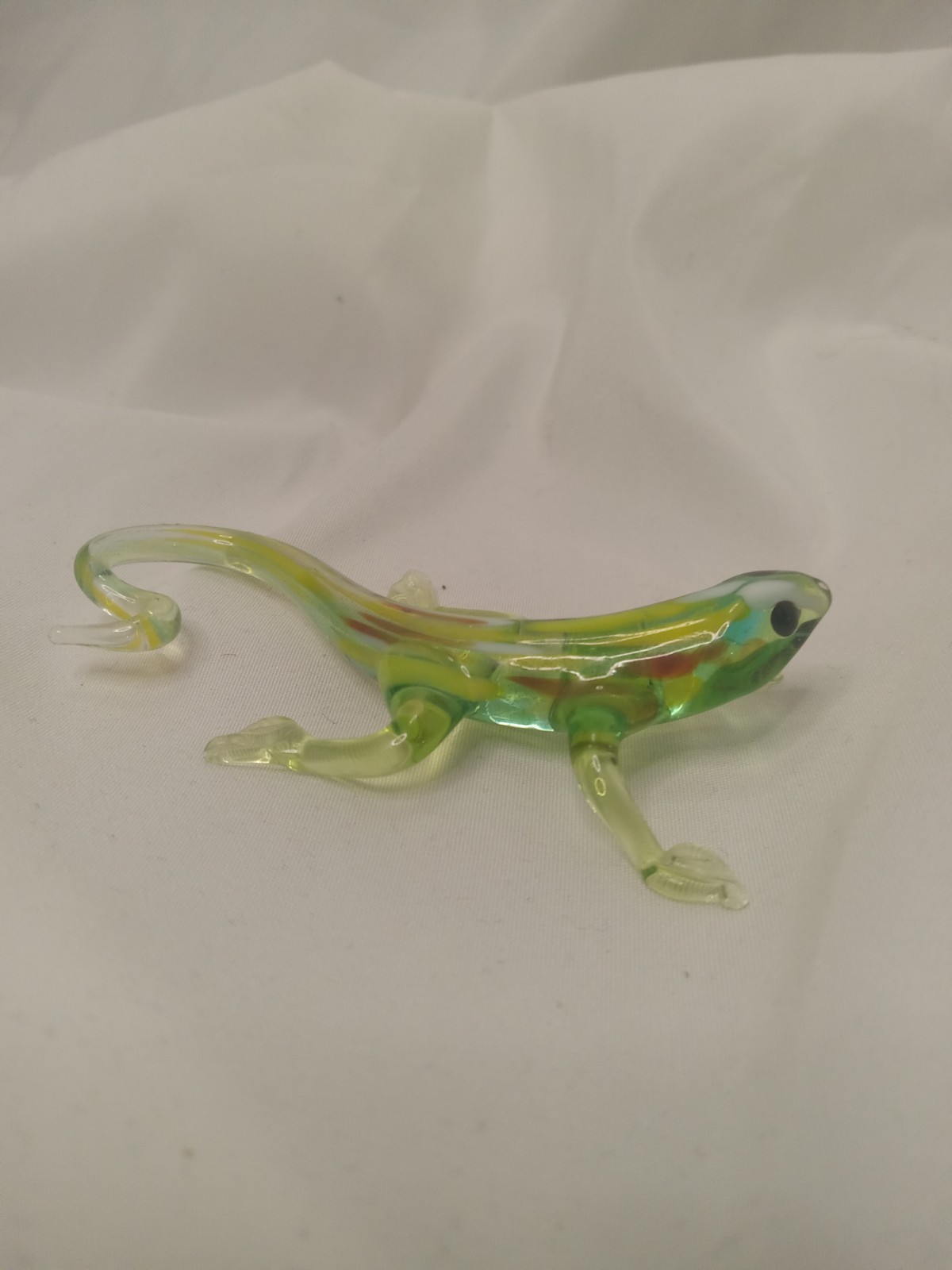 Hand Blown Murano Style Art Glass 3.25″ Green Gecko Lizard Reptile Figurine