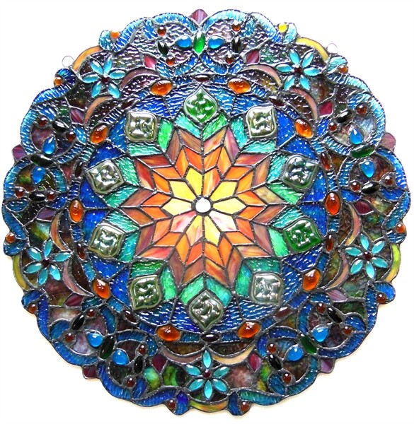 21″ Round Stained Glass Window Hanging Panel Suncatcher
