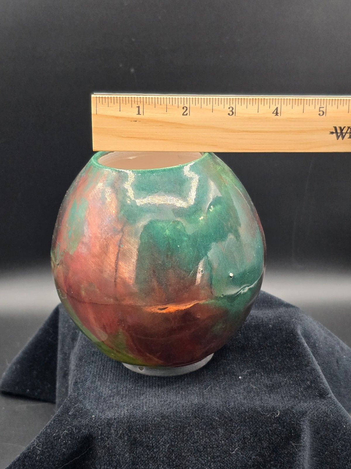 Raku Green Glaze Pottery Vase