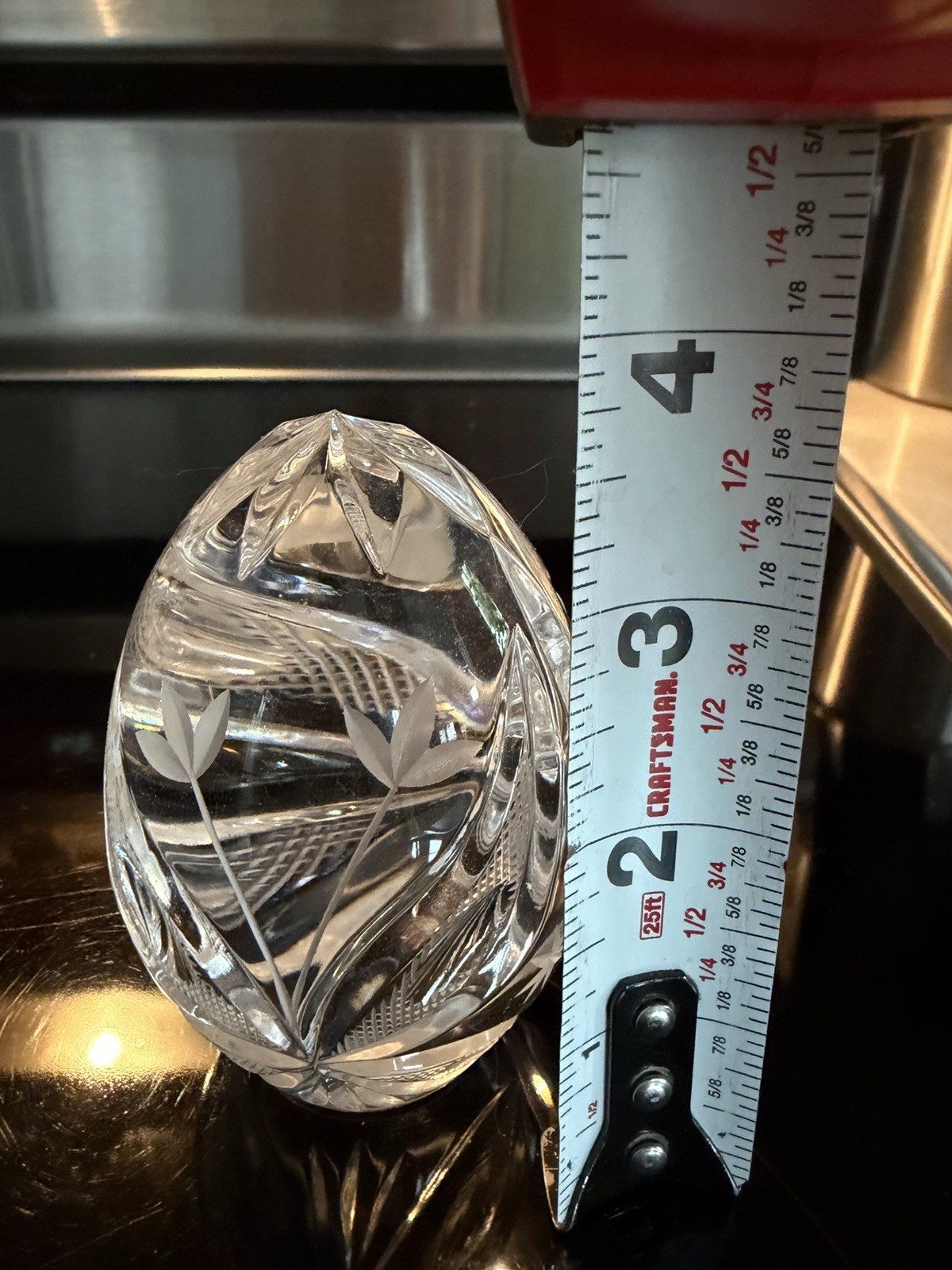Violetta hand-cut crystal egg paperweight, crafted in Poland Flowers Gorgeous